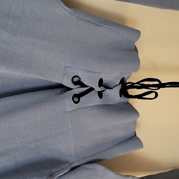 3/$30 Rue 21 Derek Heart Powder Blue Lace Up Sweater - Picture 2 of 10